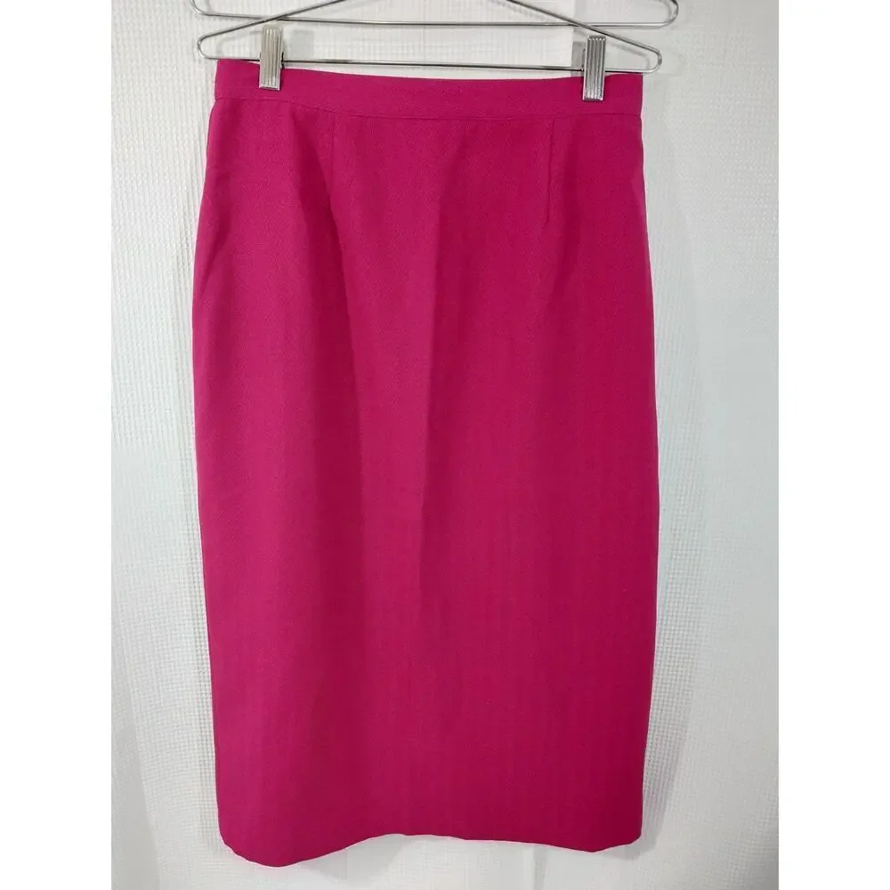SAG HARBOR! FUSCHIA PINK, 6 BUTTON, 2 PC SKIRT & JACKET, BLAZER SUIT SET! SZ 10